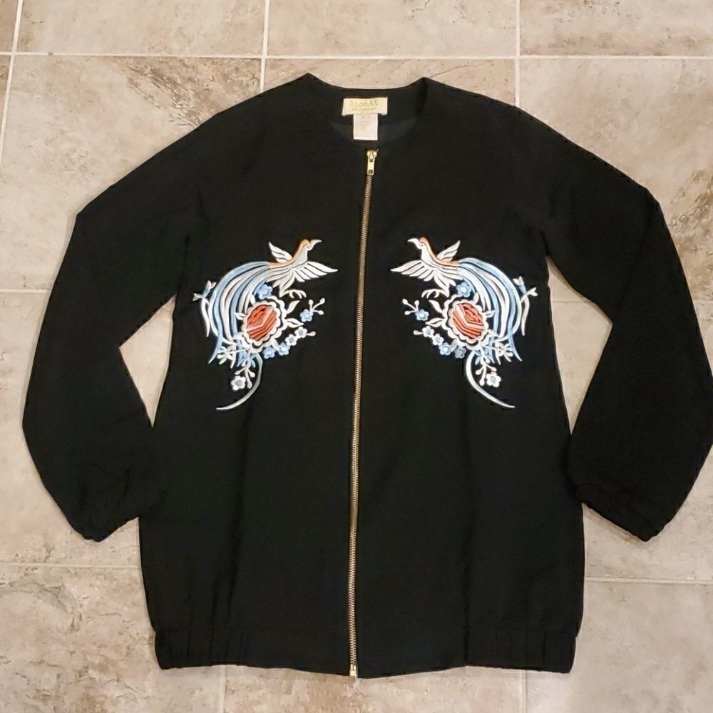 Sissae Qipao black embroidered zip up jacket